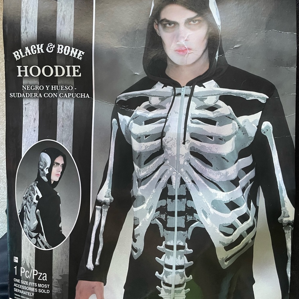 Black & Bone Skeleton Hoodie Unisex  Halloween Costume